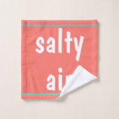 Koraal Turquoise White Beach Typografie Bad Handdoek (Wasdoekje)
