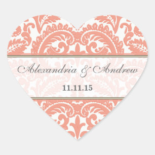 Koraal Victoriaans Vintage Damask Heart Wedding Se Hart Sticker