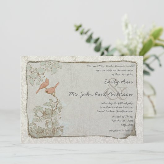 koraal - vogeljacht - uitnodigingen tot weduwscha (Staand voorkant)