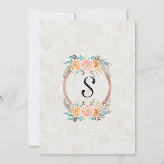 Koraal Waterverf Bloemen en Goud Afstuderen Kaart (Achterkant)