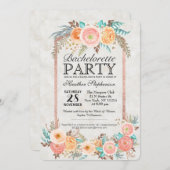 Koraal Waterverf Bloemen en Gouden Bachelorette Kaart (Voorkant / Achterkant)