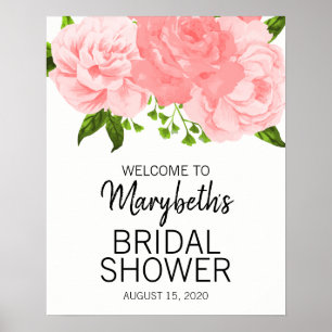 Koraal Waterverf Floral Vrijgezellenfeest Welkomst Poster