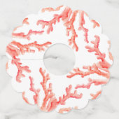 Koraal waterverf kunst oceaan bruiloft wijnglaslabel (Voorkant)