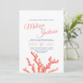 Koraal waterverf kunst schilderij bruiloft kaart (Staand voorkant)