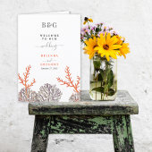 Koraal Waterverf Strand Bruiloft Orde van Service Programma