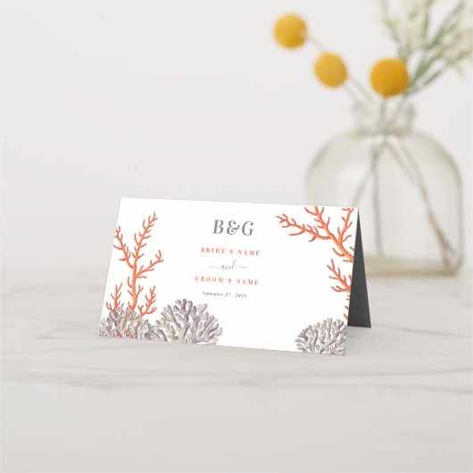 Koraal Waterverf Strand Modern Bruiloft (Achterkant)