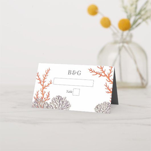 Koraal Waterverf Strand Modern Bruiloft (Voorkant)