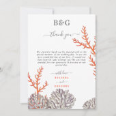 Koraal Waterverf Strand Modern Bruiloft Bedankkaart (Voorkant)