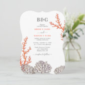 Koraal Waterverf Strand Modern Bruiloft Kaart (Staand voorkant)