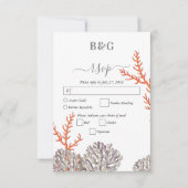 Koraal Waterverf Strand Modern Bruiloft RSVP Kaartje (Voorkant)
