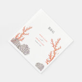 Koraal Waterverf Strand Modern Bruiloft Servet (Hoek)