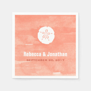 Koraal Waterverf Zand Dollar Receptie Servetten