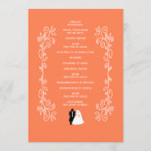 Koraal Wedding Programma Bruid Groom Design (Achterkant)