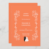 Koraal Wedding Programma Bruid Groom Design (Voorkant / Achterkant)