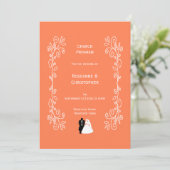 Koraal Wedding Programma Bruid Groom Design (Staand voorkant)