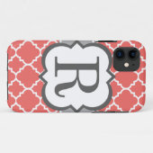 Koraal wit monogram Letter R Quatrefoil Case-Mate iPhone Case (Achterkant (horizontaal))