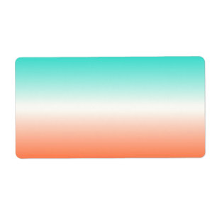 Koraal Wit Turquoise Ombre Etiket