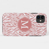 Koraal Wit Zebra Print Monogram Case-Mate iPhone Case (Achterkant (horizontaal))
