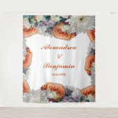 Koraal witte bloem bruiloft foto achtergrond wandkleed (Voorkant)