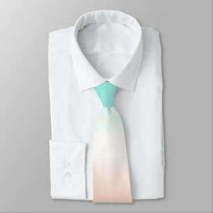 Koraal Witte Turquoise Driekleurige Ombre Stropdas