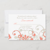 Koraal, Zand Tannend, Witte Bloemen Bruiloft RSVP  (Voorkant)