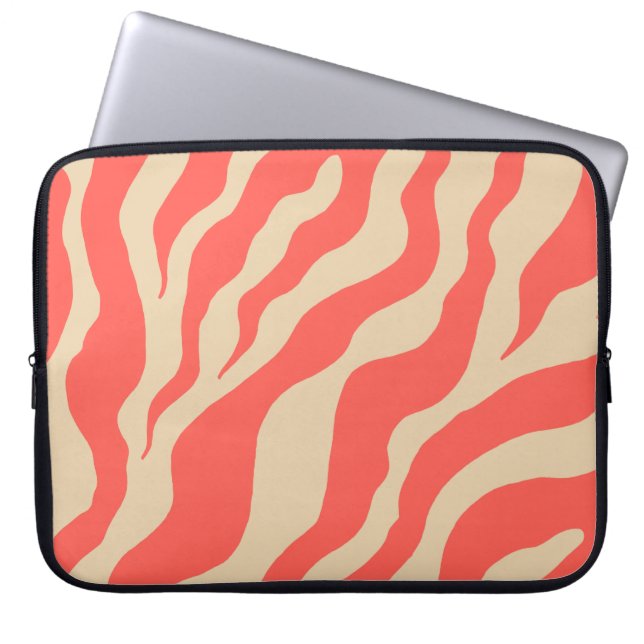 Koraal Zebra Print Laptop Sleeve (Voorkant)