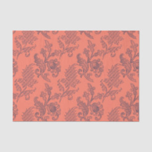 Koraal, zeemacht en zilver Floral Damask Tissuepapier