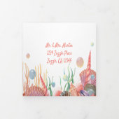 Koraal & Zeeschelpen Strand Alles in één bruiloft Drieluik Uitnodiging (Cover)