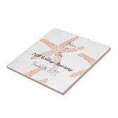 Koraal Zeester 25e bruiloft Jubileum Monogrammen Tegeltje (Zijkant)