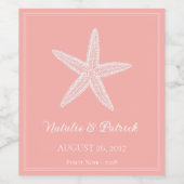 Koraal Zeester Bruiloft Wijn Label Etiket (Enkel label)