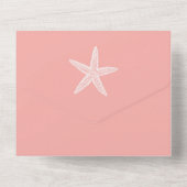 Koraal zeesterren bruiloft all in one uitnodiging (Achterkant)