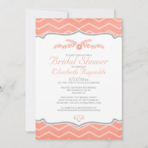 Koraal Zigzag Bridal Shower Invitations Kaart