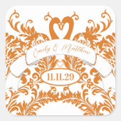  koraal zwaan Tortelduifjes bruiloft zegel (Voorkant)
