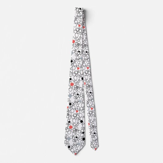 Koraal Zwart Witte Cirkels, Stippen Stropdas (Voorkant)