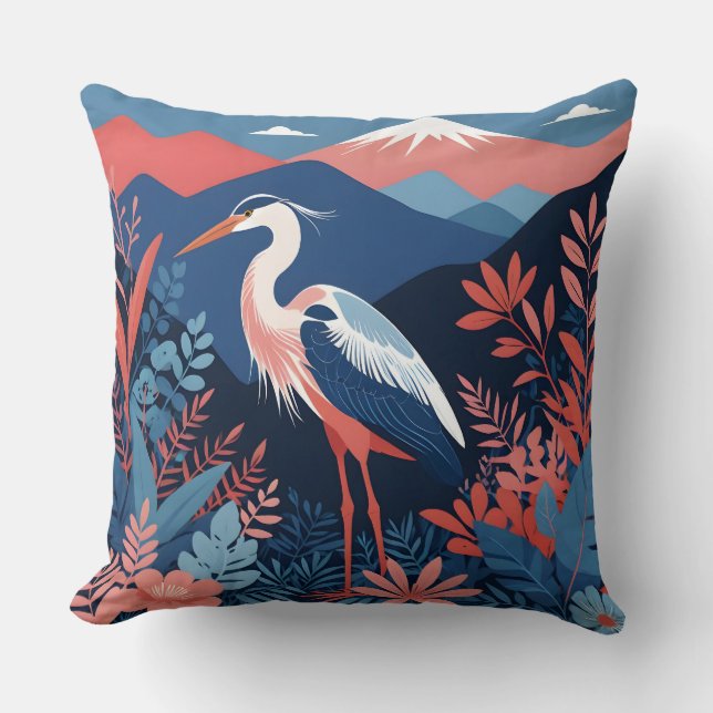 koraalberg reiger kussen (Voorkant)