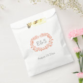 Koraalblad met lijst monogram bruiloft bedankzakje (Gezegeld)