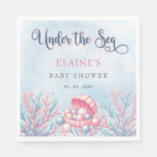 Koraalblauw onder het Zee Marine Life Baby shower Servet