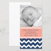 Koraalblauwe dank je wel baby shower fotokaarten bedankkaart (Voorkant / Achterkant)