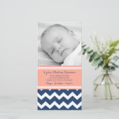 Koraalblauwe dank je wel baby shower fotokaarten bedankkaart (Staand voorkant)