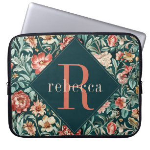  koraalbloem William Morris Monogram Laptop Sleeve