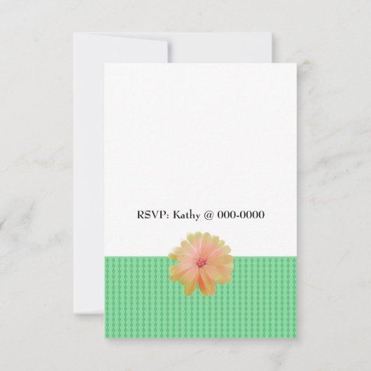 Koraalbloemen en diamanten uitnodiging (Achterkant)