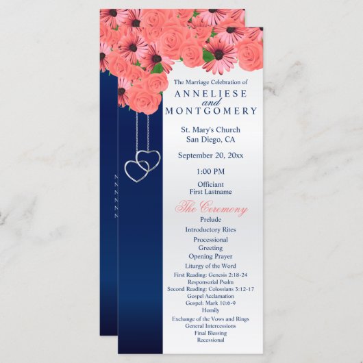 Koraalbloemen en marineblauw - programma (Voorkant / Achterkant)