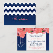 Koraalbloemen en Navy Blue Informatiekaartje (Voorkant / Achterkant)