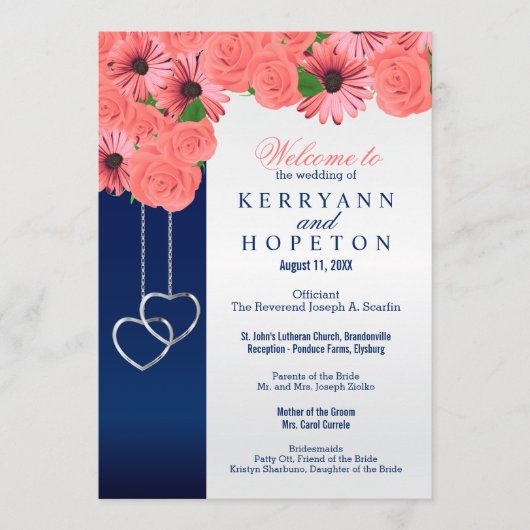 Koraalbloemen en Navy Blue - Programma (Voorkant)