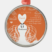 Koraalbruiloft bruin bruidsmeisje - kies kleur metalen ornament (Voorkant)