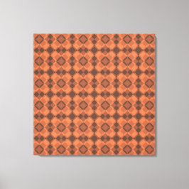 Koraalbruine geruite argylepatroon canvas afdruk