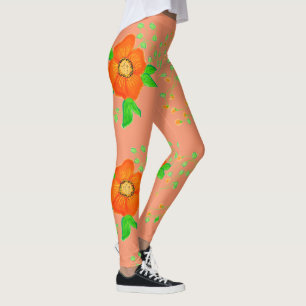 Koraalcrème en Sinaasappel Leggings