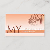 Koraalgradiënt van pasta en palmleder met monogram visitekaartje (Voorkant)