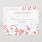 Koraalgrijs Witte Abstracte Bloem Bruiloft RSVP Ka (Voorkant / Achterkant)
