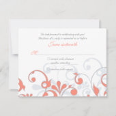 Koraalgrijs Witte Abstracte Bloemen Bruiloft RSVP  (Voorkant)